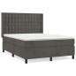 vidaXL Boxspringbett mit Matratze Dunkelgrau 140x200 cm Samt vidaXL Boxspringbett mit Matratze Dunkelgrau 140x200 cm Samt