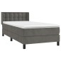 vidaXL Boxspringbett mit Matratze Dunkelgrau 100x200 cm Samt vidaXL Boxspringbett mit Matratze Dunkelgrau 100x200 cm Samt