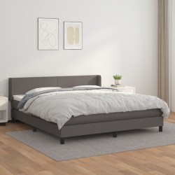 vidaXL Boxspringbett mit Matratze Grau 180x200 cm Kunstleder