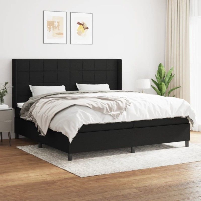 vidaXL Boxspringbett mit Matratze Schwarz 200x200 cm Stoff vidaXL Boxspringbett mit Matratze Schwarz 200x200 cm Stoff