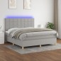 vidaXL Boxspringbett mit Matratze & LED Hellgrau 180x200 cm Stoff vidaXL Boxspringbett mit Matratze & LED Hellgrau 180x200 cm Stoff