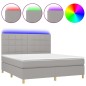 vidaXL Boxspringbett mit Matratze & LED Hellgrau 180x200 cm Stoff vidaXL Boxspringbett mit Matratze & LED Hellgrau 180x200 cm Stoff
