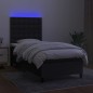 vidaXL Boxspringbett mit Matratze & LED Schwarz 90x190 cm Stoff vidaXL Boxspringbett mit Matratze & LED Schwarz 90x190 cm Stoff