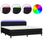 vidaXL Boxspringbett mit Matratze & LED Schwarz 200x200 cm Stoff vidaXL Boxspringbett mit Matratze & LED Schwarz 200x200 cm Stoff