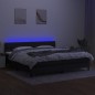 vidaXL Boxspringbett mit Matratze & LED Schwarz 200x200 cm Stoff vidaXL Boxspringbett mit Matratze & LED Schwarz 200x200 cm Stoff