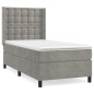 vidaXL Boxspringbett mit Matratze Hellgrau 100x200 cm Samt vidaXL Boxspringbett mit Matratze Hellgrau 100x200 cm Samt