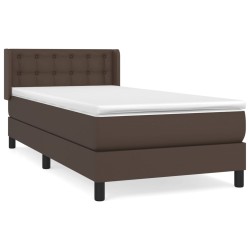 vidaXL Boxspringbett mit Matratze Braun 100x200 cm Kunstleder