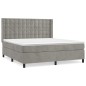 vidaXL Boxspringbett mit Matratze Hellgrau 180x200 cm Samt vidaXL Boxspringbett mit Matratze Hellgrau 180x200 cm Samt