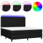 vidaXL Boxspringbett mit Matratze & LED Schwarz 180x200 cm Stoff vidaXL Boxspringbett mit Matratze & LED Schwarz 180x200 cm Stoff