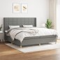 vidaXL Boxspringbett mit Matratze Dunkelgrau 200x200 cm Stoff vidaXL Boxspringbett mit Matratze Dunkelgrau 200x200 cm Stoff
