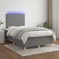 vidaXL Boxspringbett mit Matratze & LED Dunkelgrau 120x200 cm Stoff vidaXL Boxspringbett mit Matratze & LED Dunkelgrau 120x200 cm Stoff