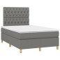 vidaXL Boxspringbett mit Matratze & LED Dunkelgrau 120x200 cm Stoff vidaXL Boxspringbett mit Matratze & LED Dunkelgrau 120x200 cm Stoff