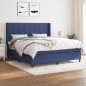 vidaXL Boxspringbett mit Matratze Blau 180x200 cm Stoff vidaXL Boxspringbett mit Matratze Blau 180x200 cm Stoff