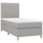 vidaXL Boxspringbett mit Matratze & LED Hellgrau 90x190 cm Stoff vidaXL Boxspringbett mit Matratze & LED Hellgrau 90x190 cm Stoff