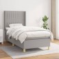 vidaXL Boxspringbett mit Matratze Hellgrau 90x200 cm Stoff vidaXL Boxspringbett mit Matratze Hellgrau 90x200 cm Stoff