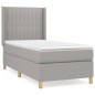 vidaXL Boxspringbett mit Matratze Hellgrau 90x200 cm Stoff vidaXL Boxspringbett mit Matratze Hellgrau 90x200 cm Stoff