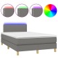 vidaXL Boxspringbett mit Matratze & LED Dunkelgrau 120x200 cm Stoff vidaXL Boxspringbett mit Matratze & LED Dunkelgrau 120x200 cm Stoff