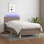 vidaXL Boxspringbett mit Matratze & LED Taupe 90x190 cm Stoff vidaXL Boxspringbett mit Matratze & LED Taupe 90x190 cm Stoff