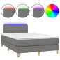 vidaXL Boxspringbett mit Matratze & LED Dunkelgrau 120x200 cm Stoff vidaXL Boxspringbett mit Matratze & LED Dunkelgrau 120x200 cm Stoff