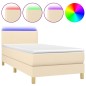 vidaXL Boxspringbett mit Matratze & LED Creme 90x190 cm Stoff vidaXL Boxspringbett mit Matratze & LED Creme 90x190 cm Stoff