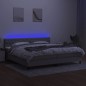 vidaXL Boxspringbett mit Matratze & LED Hellgrau 200x200 cm Stoff vidaXL Boxspringbett mit Matratze & LED Hellgrau 200x200 cm Stoff
