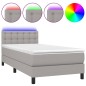 vidaXL Boxspringbett mit Matratze & LED Hellgrau 90x190 cm Stoff vidaXL Boxspringbett mit Matratze & LED Hellgrau 90x190 cm Stoff