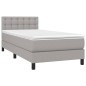 vidaXL Boxspringbett mit Matratze & LED Hellgrau 90x190 cm Stoff vidaXL Boxspringbett mit Matratze & LED Hellgrau 90x190 cm Stoff