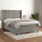 vidaXL Boxspringbett mit Matratze Hellgrau 140x190 cm Samt vidaXL Boxspringbett mit Matratze Hellgrau 140x190 cm Samt