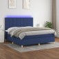 vidaXL Boxspringbett mit Matratze & LED Blau 180x200 cm Stoff vidaXL Boxspringbett mit Matratze & LED Blau 180x200 cm Stoff
