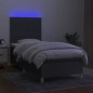 vidaXL Boxspringbett mit Matratze & LED Dunkelgrau 90x190 cm Stoff vidaXL Boxspringbett mit Matratze & LED Dunkelgrau 90x190 cm Stoff