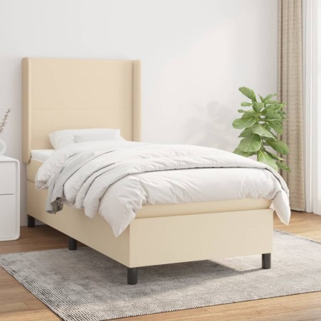 vidaXL Boxspringbett mit Matratze Creme 90x190 cm Stoff