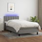 vidaXL Boxspringbett mit Matratze & LED Dunkelgrau 100x200 cm Stoff vidaXL Boxspringbett mit Matratze & LED Dunkelgrau 100x200 cm Stoff