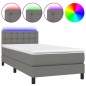vidaXL Boxspringbett mit Matratze & LED Dunkelgrau 100x200 cm Stoff vidaXL Boxspringbett mit Matratze & LED Dunkelgrau 100x200 cm Stoff