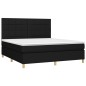 vidaXL Boxspringbett mit Matratze & LED Schwarz 160x200 cm Stoff vidaXL Boxspringbett mit Matratze & LED Schwarz 160x200 cm Stoff