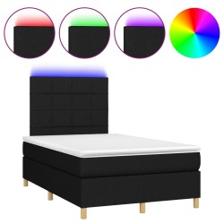 vidaXL Boxspringbett mit Matratze & LED Schwarz 120x200 cm Stoff