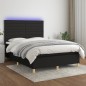 vidaXL Boxspringbett mit Matratze & LED Schwarz 140x190 cm Stoff vidaXL Boxspringbett mit Matratze & LED Schwarz 140x190 cm Stoff