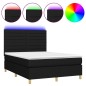 vidaXL Boxspringbett mit Matratze & LED Schwarz 140x190 cm Stoff vidaXL Boxspringbett mit Matratze & LED Schwarz 140x190 cm Stoff