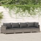 vidaXL 4-tlg. Garten-Lounge-Set mit Kissen Grau Poly Rattan vidaXL 4-tlg. Garten-Lounge-Set mit Kissen Grau Poly Rattan