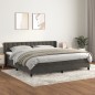 vidaXL Boxspringbett mit Matratze Dunkelgrau 200x200 cm Samt vidaXL Boxspringbett mit Matratze Dunkelgrau 200x200 cm Samt