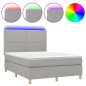 vidaXL Boxspringbett mit Matratze & LED Hellgrau 140x190 cm Stoff vidaXL Boxspringbett mit Matratze & LED Hellgrau 140x190 cm Stoff