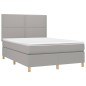 vidaXL Boxspringbett mit Matratze & LED Hellgrau 140x190 cm Stoff vidaXL Boxspringbett mit Matratze & LED Hellgrau 140x190 cm Stoff