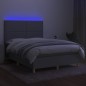 vidaXL Boxspringbett mit Matratze & LED Hellgrau 140x190 cm Stoff vidaXL Boxspringbett mit Matratze & LED Hellgrau 140x190 cm Stoff