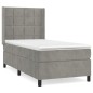 vidaXL Boxspringbett mit Matratze Hellgrau 90x190 cm Samt vidaXL Boxspringbett mit Matratze Hellgrau 90x190 cm Samt