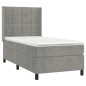 vidaXL Boxspringbett mit Matratze Hellgrau 90x190 cm Samt vidaXL Boxspringbett mit Matratze Hellgrau 90x190 cm Samt