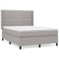 vidaXL Boxspringbett mit Matratze Hellgrau 140x190 cm Stoff vidaXL Boxspringbett mit Matratze Hellgrau 140x190 cm Stoff