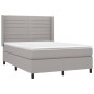 vidaXL Boxspringbett mit Matratze Hellgrau 140x190 cm Stoff vidaXL Boxspringbett mit Matratze Hellgrau 140x190 cm Stoff
