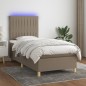 vidaXL Boxspringbett mit Matratze & LED Taupe 90x190 cm Stoff vidaXL Boxspringbett mit Matratze & LED Taupe 90x190 cm Stoff