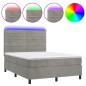 vidaXL Boxspringbett mit Matratze & LED Hellgrau 140x190 cm Samt vidaXL Boxspringbett mit Matratze & LED Hellgrau 140x190 cm Samt