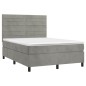 vidaXL Boxspringbett mit Matratze & LED Hellgrau 140x190 cm Samt vidaXL Boxspringbett mit Matratze & LED Hellgrau 140x190 cm Samt