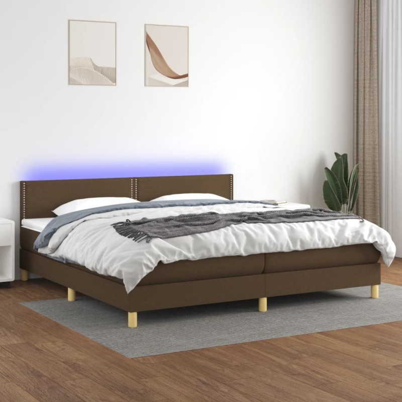 vidaXL Boxspringbett mit Matratze & LED Dunkelbraun 200x200 cm Stoff vidaXL Boxspringbett mit Matratze & LED Dunkelbraun 200x200 cm Stoff